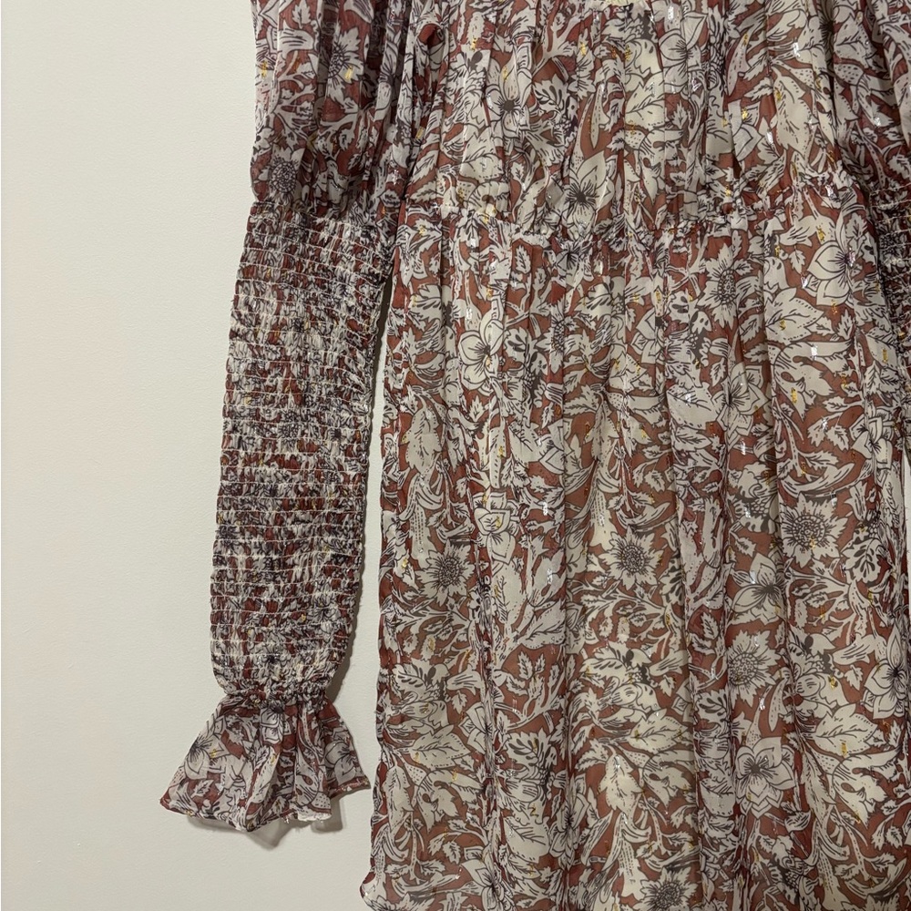 NWOT REVOLVE Coastal Cowgirl Brock Mini Dress in Brown & Ivory Floral - Picture 4 of 13